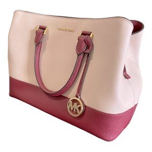 Dual Color Michael Kors Handbag Wine & Soft Pink